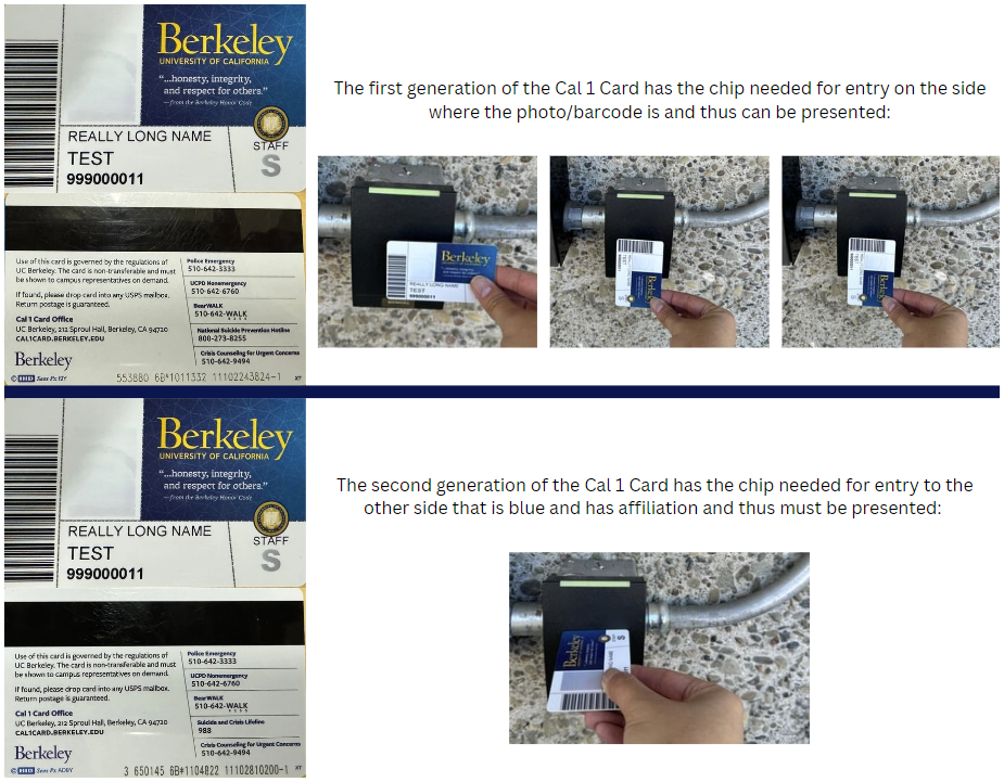 Picture showing how to present your Cal 1 Card to a card reader to gain access to buildings