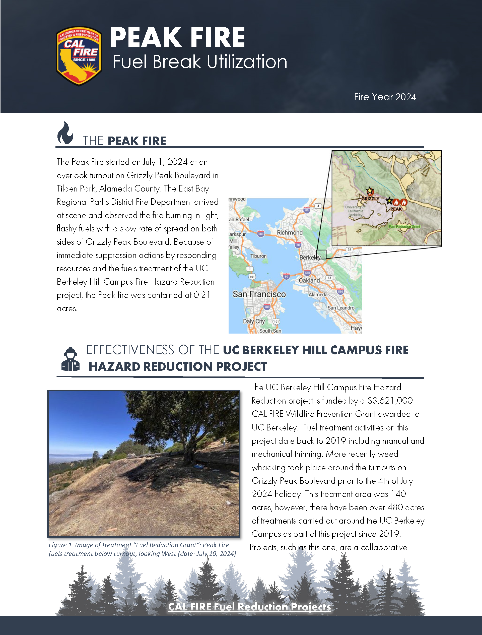 Peak Fire Fuel Break Memo lauding the UC Berkeley Fire Fuel Management Program